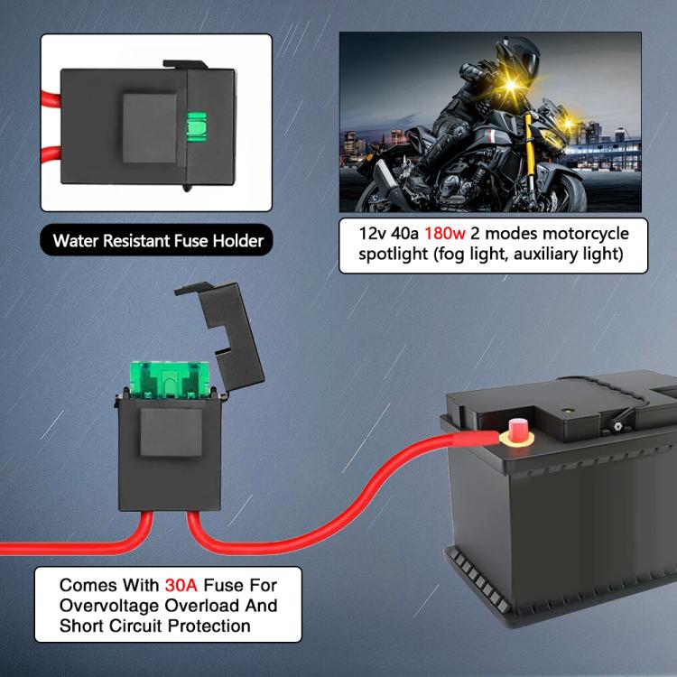 Faro stroboscopico per moto 6 modalità con set di cavi di controllo
