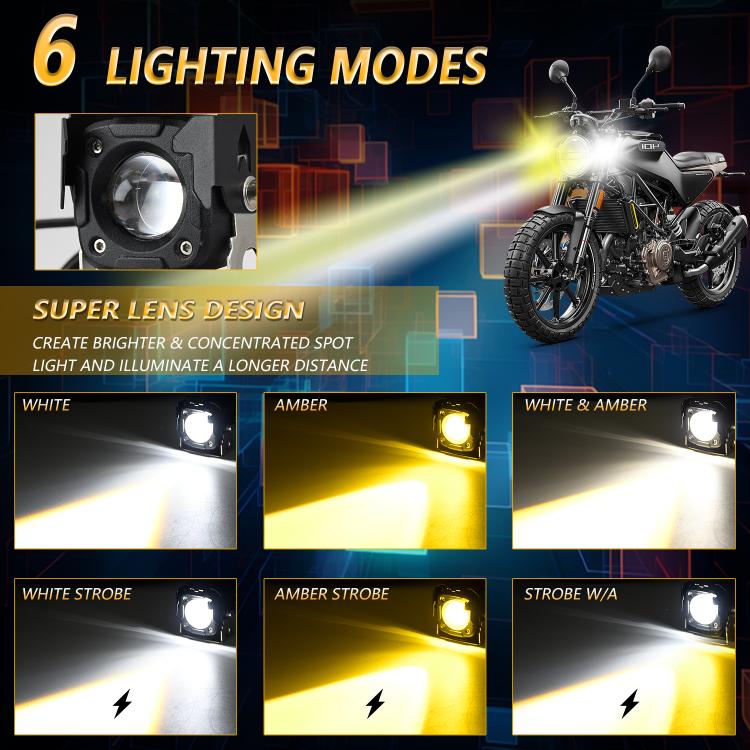 Faro stroboscopico per moto 6 modalità con set di cavi di controllo