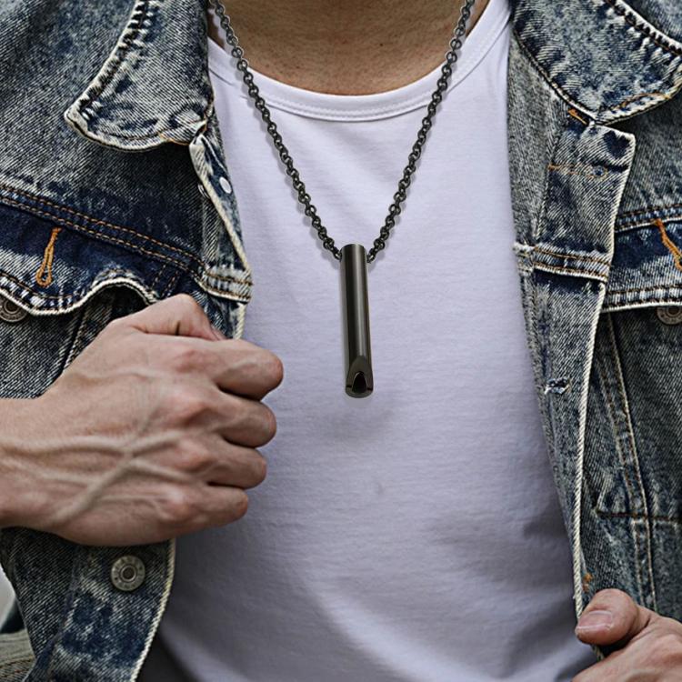 Collana personalizzata con fischietto regolabile in acciaio inossidabile con respiratore di decompressione 3D