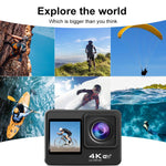 WIFI Grandangolo EIS Anti-shake Touch Colore Doppio schermo Telecomando Videocamera sportiva, Q60TR