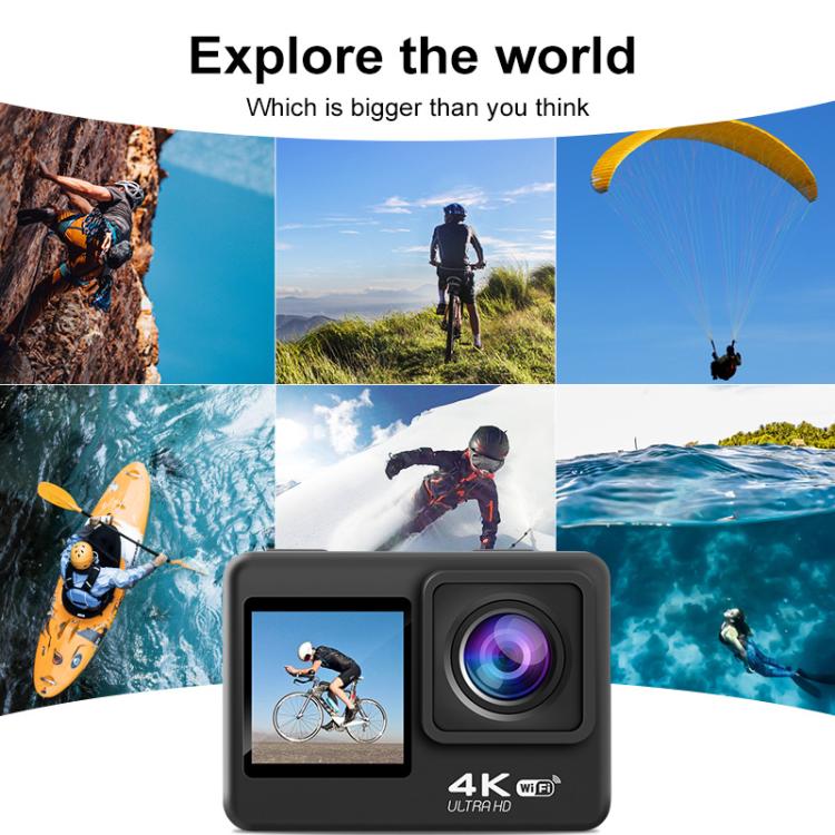 WIFI Grandangolo EIS Anti-shake Touch Colore Doppio schermo Telecomando Videocamera sportiva, Q60TR