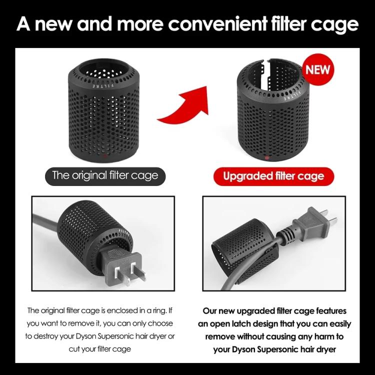 Per Dyson HD01 / HD03 / HD08 / HD15 Asciugacapelli Coperchio filtro esterno con design aperto Parti di ricambio, Open Outer Filter Silver, Open Outer Filter Black, Open Outer Filter Rose Red