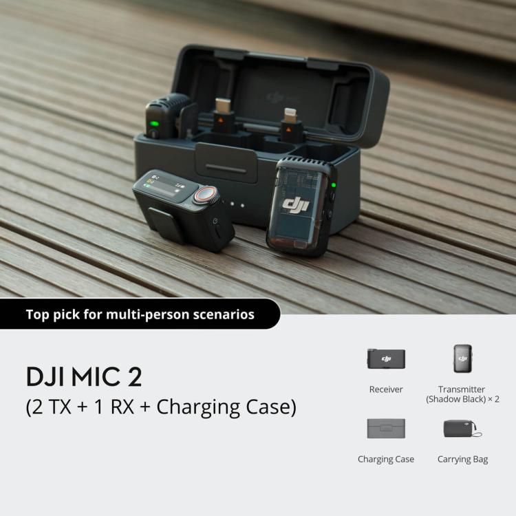 Microfono DJI originale 2 (2 TX + 1 RX + custodia di ricarica), 2 TX + 1 RX + Charging Case