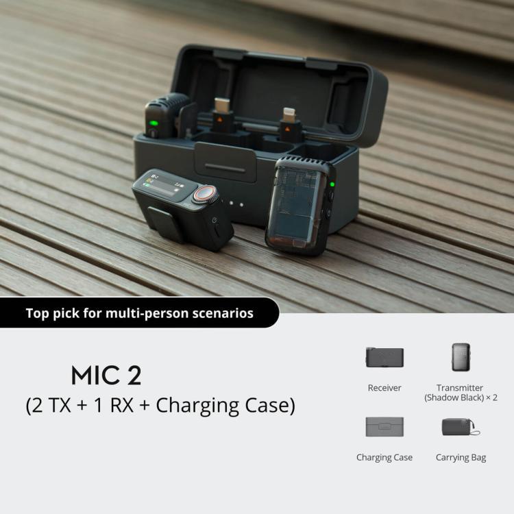 Microfono wireless DJI 2 trasmettitori + 1 ricevitore con custodi