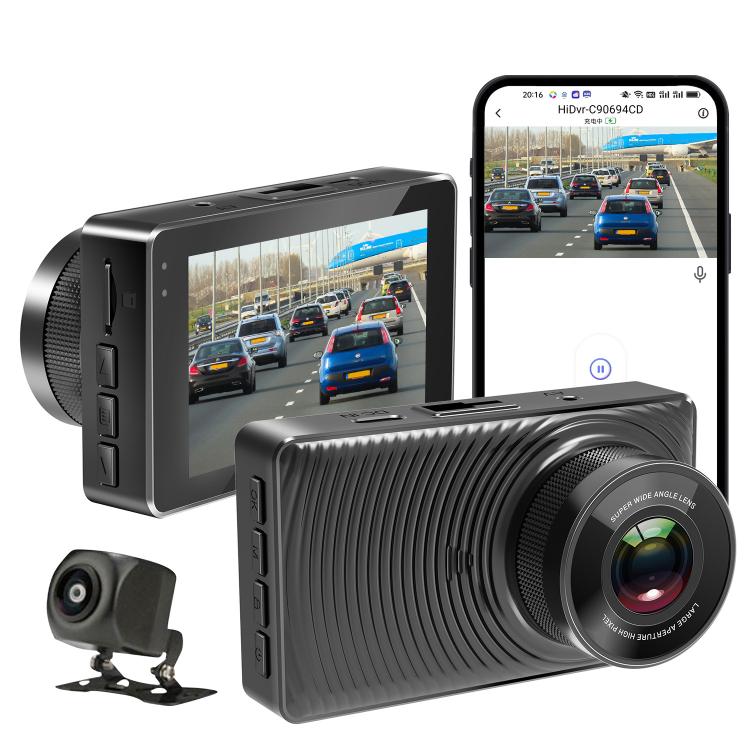 Registratore di guida 4K+1080P Doppia registrazione anteriore e posteriore Immagini di retromarcia WIFI