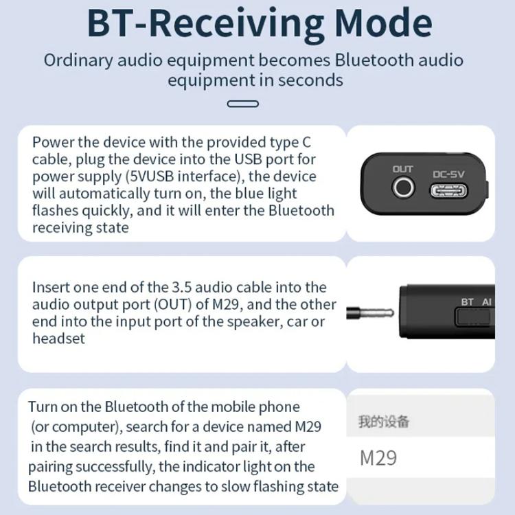 Ricevitore audio Bluetooth 5.4 riduttore rumore M29