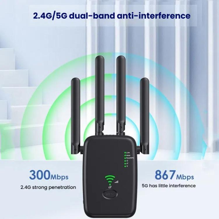 Urant U11 1200Mbps 2.4G&5.8G Ripetitore Wireless Amplificatore di Segnale WiFi Supporta Impostazione Rapida WPS, US Plug White, US Plug Black, EU Plug White, EU Plug Black, UK Plug White, UK Plug Black