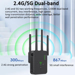 Ripetitore wireless Urant U10 1200Mbps 2.4G e 5.8G Amplificatore di segnale WiFi con 4 antenne, US Plug Black, US Plug White, EU Plug Black, EU Plug White, UK Plug Black, UK Plug White
