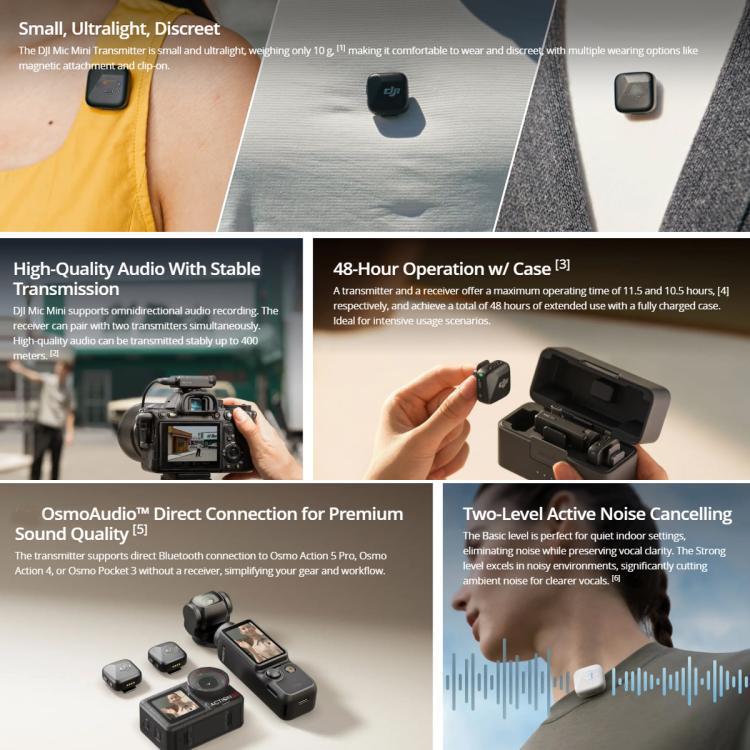 Microfono wireless DJI Mini 2 TX + RX con custodia ricarica