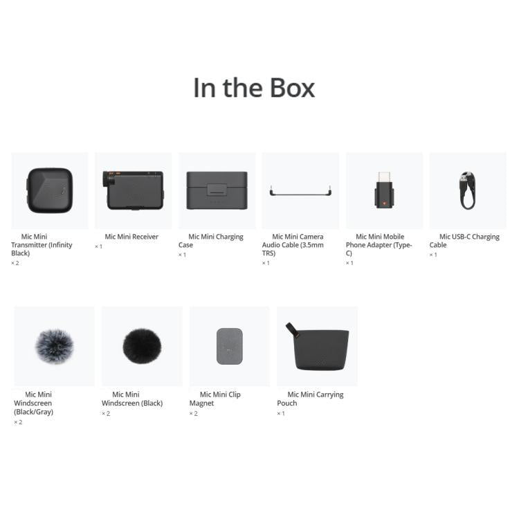 Microfono wireless DJI Mini 2 TX + RX con custodia ricarica