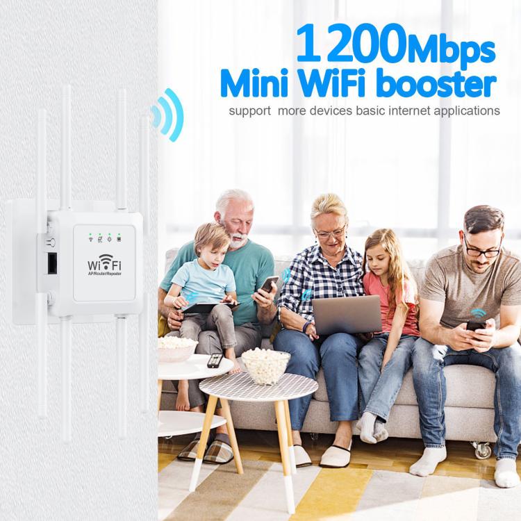 U18 1200Mbps 2.4G e 5G Ripetitore Wireless Amplificatore di Segnale WiFi con 8 Antenne, US Plug Black, EU Plug Black, US Plug White, EU Plug White