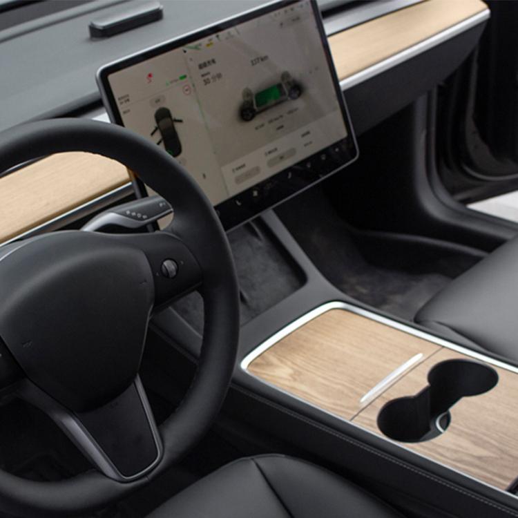Adesivo di protezione del pannello della console centrale rinnovato per Tesla Model 3, Horizontal Wood Grain, Vertical Wood Grain, Carbon Fiber Grain, Matt Black, Frosted Black
