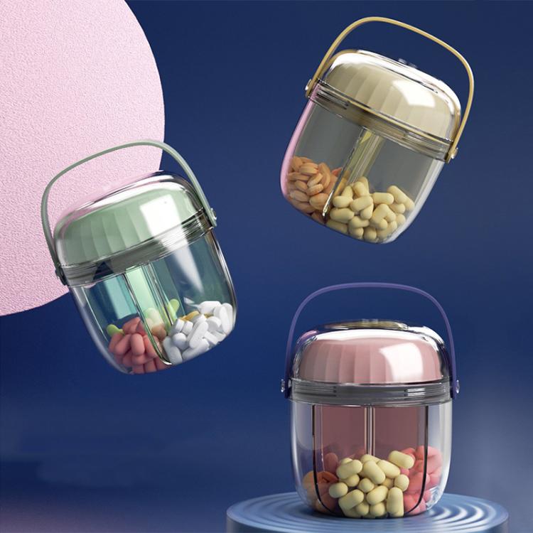 Scatola per pillole portatile, sigillata, impermeabile, dispenser per pillole, organizzatore per medicinali, scatola per dispenser, Small Green, Small Pink, Small Gray, Large Green, Large Pink, Large Gray