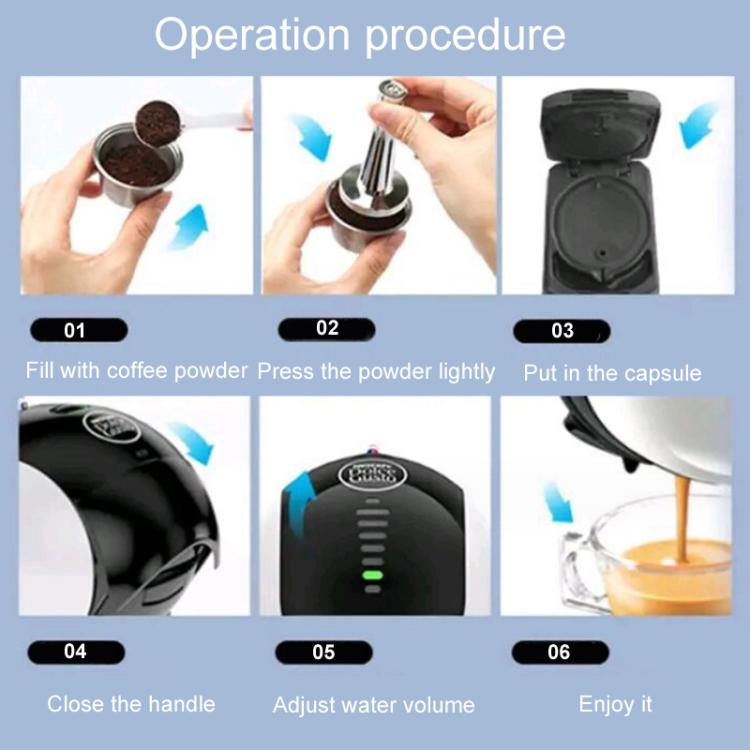 Per la macchina da caffè Dolce Gusto, involucro per capsule di caffè riutilizzabili in acciaio inossidabile, Capsule+Brush And Scoop, Capsule+40mm Powder Hammer+Brush And Scoop