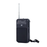 Mini radio FM portatile ricaricabile con torcia e puntatore