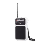 Mini radio FM portatile ricaricabile con torcia e puntatore