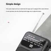 Mini radio FM portatile ricaricabile con torcia e puntatore