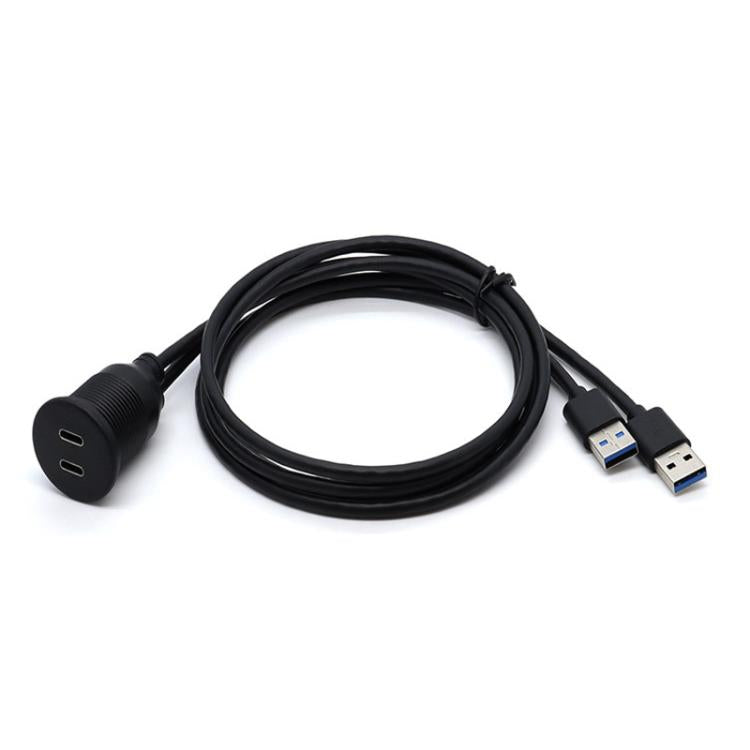 Cavo di prolunga impermeabile per auto da tipo C 3.0 femmina a USB A maschio, pannello modificato, 1m