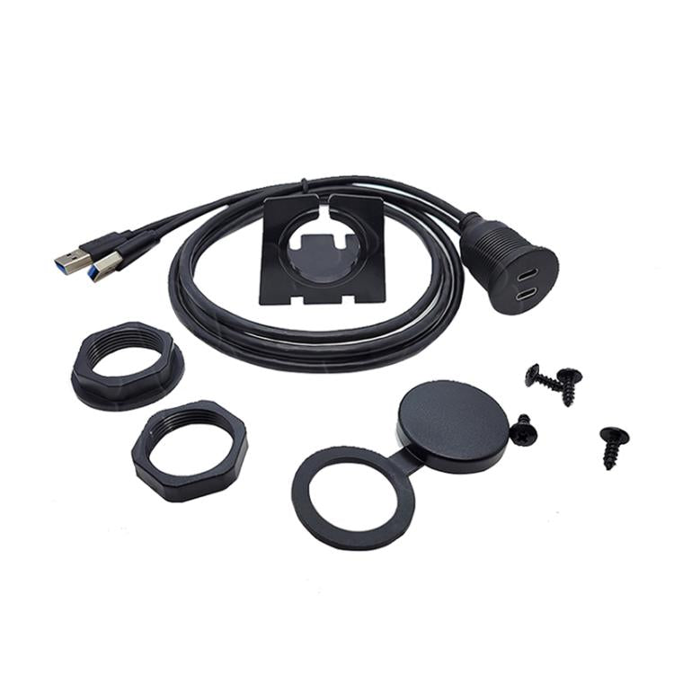 Cavo di prolunga impermeabile per auto da tipo C 3.0 femmina a USB A maschio, pannello modificato, 1m