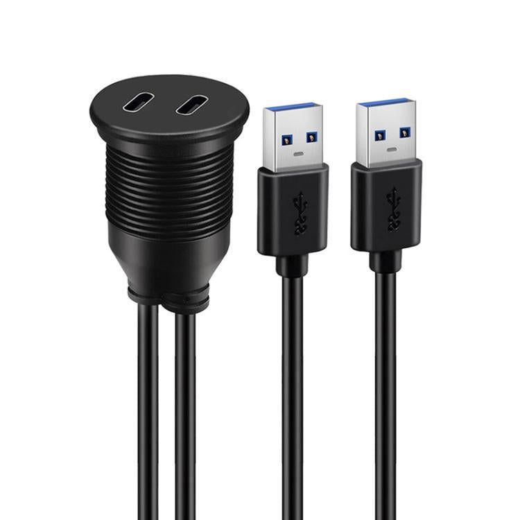 Cavo di prolunga impermeabile per auto da tipo C 3.0 femmina a USB A maschio, pannello modificato, 1m