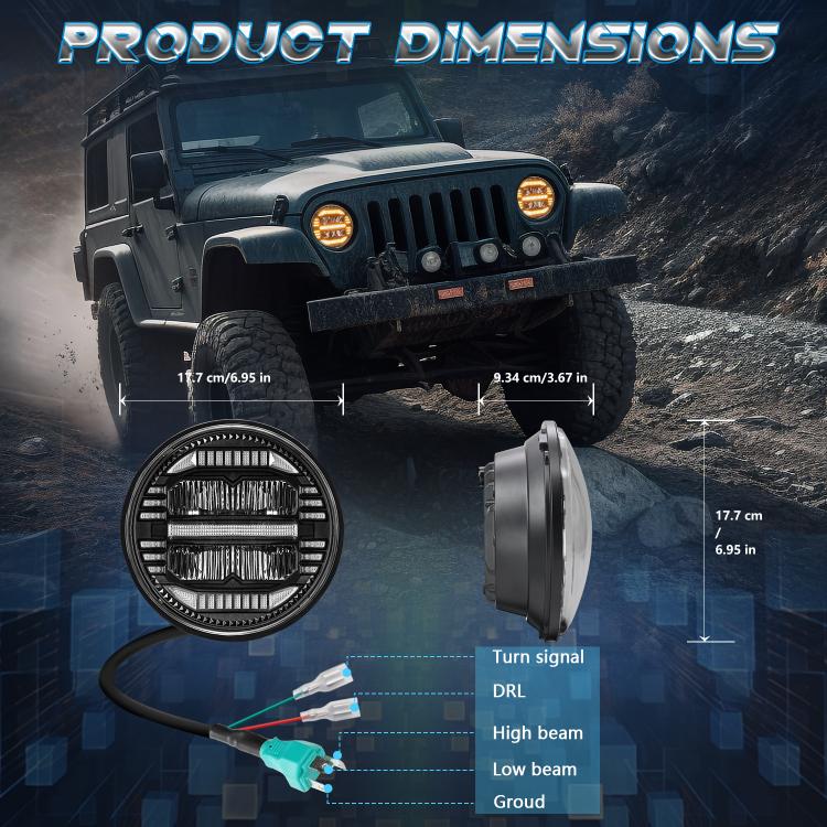 Faro rotondo a LED a rifrazione rotonda da 7 pollici per Wrangler