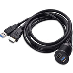 Cavo di estensione impermeabile per auto USB3.0+HDMI da 2 m, per cruscotto di motociclette e barche, 2m USB3.0+HDMI