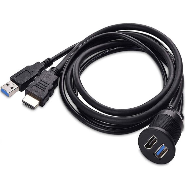 Cavo di estensione impermeabile per auto USB3.0+HDMI da 2 m, per cruscotto di motociclette e barche, 2m USB3.0+HDMI
