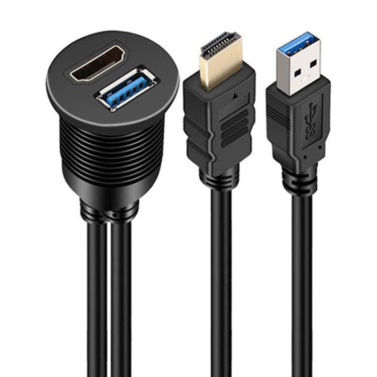 Cavo di estensione impermeabile per auto USB3.0+HDMI da 2 m, per cruscotto di motociclette e barche, 2m USB3.0+HDMI