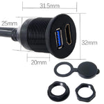 Cavo di estensione impermeabile per auto USB3.0+HDMI da 2 m, per cruscotto di motociclette e barche, 2m USB3.0+HDMI