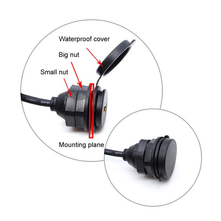Cavo di estensione impermeabile per auto USB3.0+HDMI da 2 m, per cruscotto di motociclette e barche, 2m USB3.0+HDMI