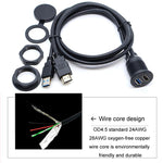 Cavo di estensione impermeabile per auto USB3.0+HDMI da 2 m, per cruscotto di motociclette e barche, 2m USB3.0+HDMI