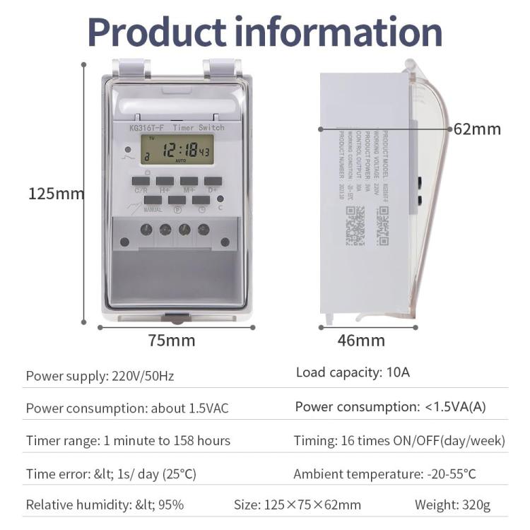 Interruttore automatico timer 220V 10A per domotica