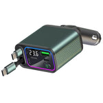 Doppio cavo retrattile, stivaggio automatico, luce ambiente di marcia, display della tensione, caricabatteria per auto, Type-C+Type-C, Type-C+8 Pin