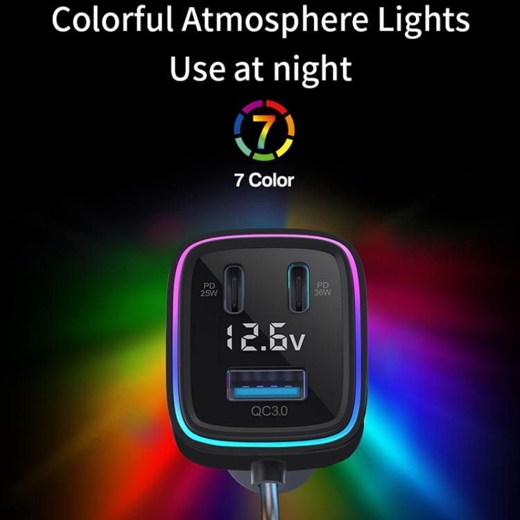 Luci ambientali colorate con uscita potente Caricabatterie rapido per auto, GE01