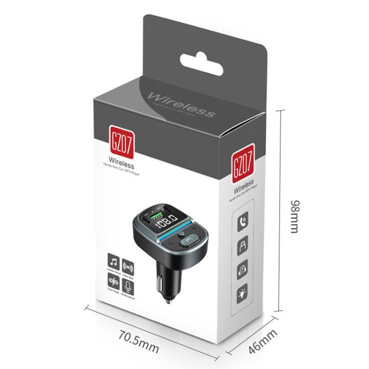 Caricabatterie rapido per auto con display digitale della tensione, lettore MP3 Bluetooth per veicoli, GZ07