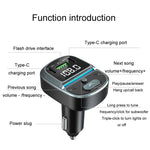 Caricabatterie rapido per auto con display digitale della tensione, lettore MP3 Bluetooth per veicoli, GZ07