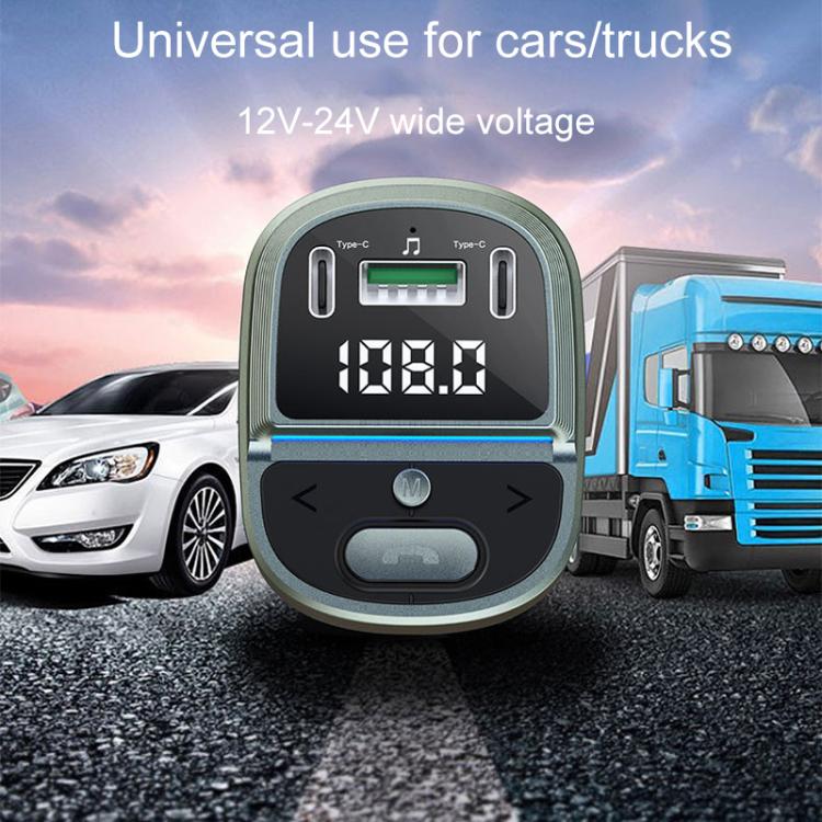 Caricabatterie rapido per auto con display digitale della tensione, lettore MP3 Bluetooth per veicoli, GZ07