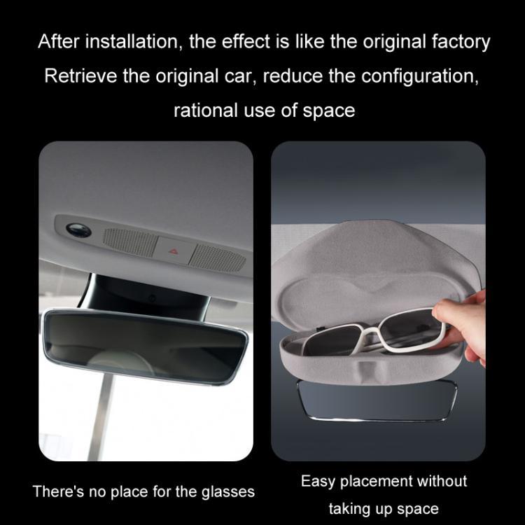 Per la scatola portaoggetti in pelle scamosciata Tesla per occhiali, 2024 Model 3 Beige, 2024 Model 3 Black, Model Y Beige, Model Y Black, Model 3 Beige, Model 3 Black