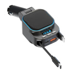 Caricabatteria per auto con doppio cavo retrattile per lettore MP3 Bluetooth per automobile, BC97