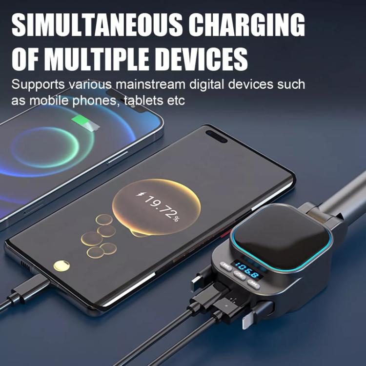 Caricabatteria per auto con doppio cavo retrattile per lettore MP3 Bluetooth per automobile, BC97