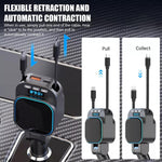 Caricabatteria per auto con doppio cavo retrattile per lettore MP3 Bluetooth per automobile, BC97
