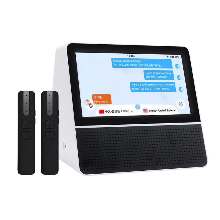 X7 Traduttore vocale intelligente aziendale HD Touch Dual-screen 2.4/5.0G da 7 pollici, Black White, with US Plug
