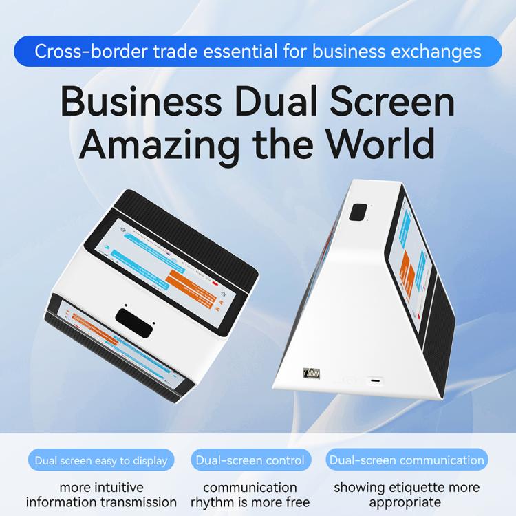 X7 Traduttore vocale intelligente aziendale HD Touch Dual-screen 2.4/5.0G da 7 pollici, Black White, with US Plug