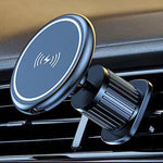 Supporto per telefono con ricarica wireless magnetica per auto da 15 W, base in lega, Adhesive Black, Adhesive Silver, Air Outlet Black, Air Outlet Silver