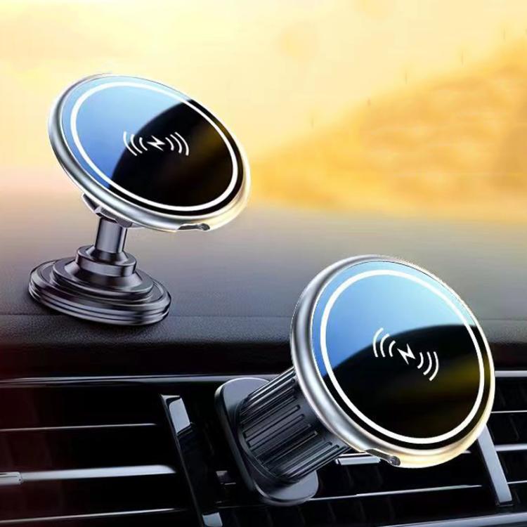 Supporto per telefono con ricarica wireless magnetica per auto da 15 W, base in lega, Adhesive Black, Adhesive Silver, Air Outlet Black, Air Outlet Silver