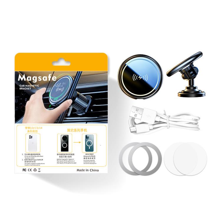 Supporto per telefono con ricarica wireless magnetica per auto da 15 W, base in lega, Adhesive Black, Adhesive Silver, Air Outlet Black, Air Outlet Silver