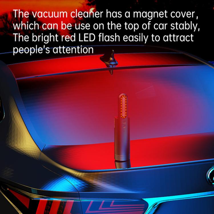 Auto Mini Portatile Potente Aspirazione LED Lampeggiante Luce di Avvertimento Illuminazione Esterna Aspirapolvere, V8