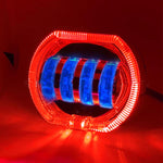 Motociclo Veicolo elettrico Modifica generale Faro a LED 4 perline Lampade a doppia lente, White Aperture+Red Devil Eye, Red Aperture+Red Devil Eye, Blue Aperture+Red Devil Eye, Ice Blue Aperture+Red Devil Eye, Green Aperture+Red Devil Eye             ...
