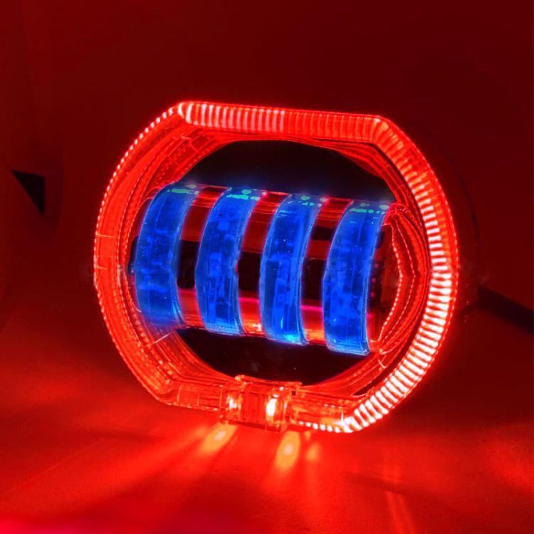 Motociclo Veicolo elettrico Modifica generale Faro a LED 4 perline Lampade a doppia lente, White Aperture+Red Devil Eye, Red Aperture+Red Devil Eye, Blue Aperture+Red Devil Eye, Ice Blue Aperture+Red Devil Eye, Green Aperture+Red Devil Eye             ...