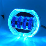 Motociclo Veicolo elettrico Modifica generale Faro a LED 4 perline Lampade a doppia lente, White Aperture+Red Devil Eye, Red Aperture+Red Devil Eye, Blue Aperture+Red Devil Eye, Ice Blue Aperture+Red Devil Eye, Green Aperture+Red Devil Eye             ...